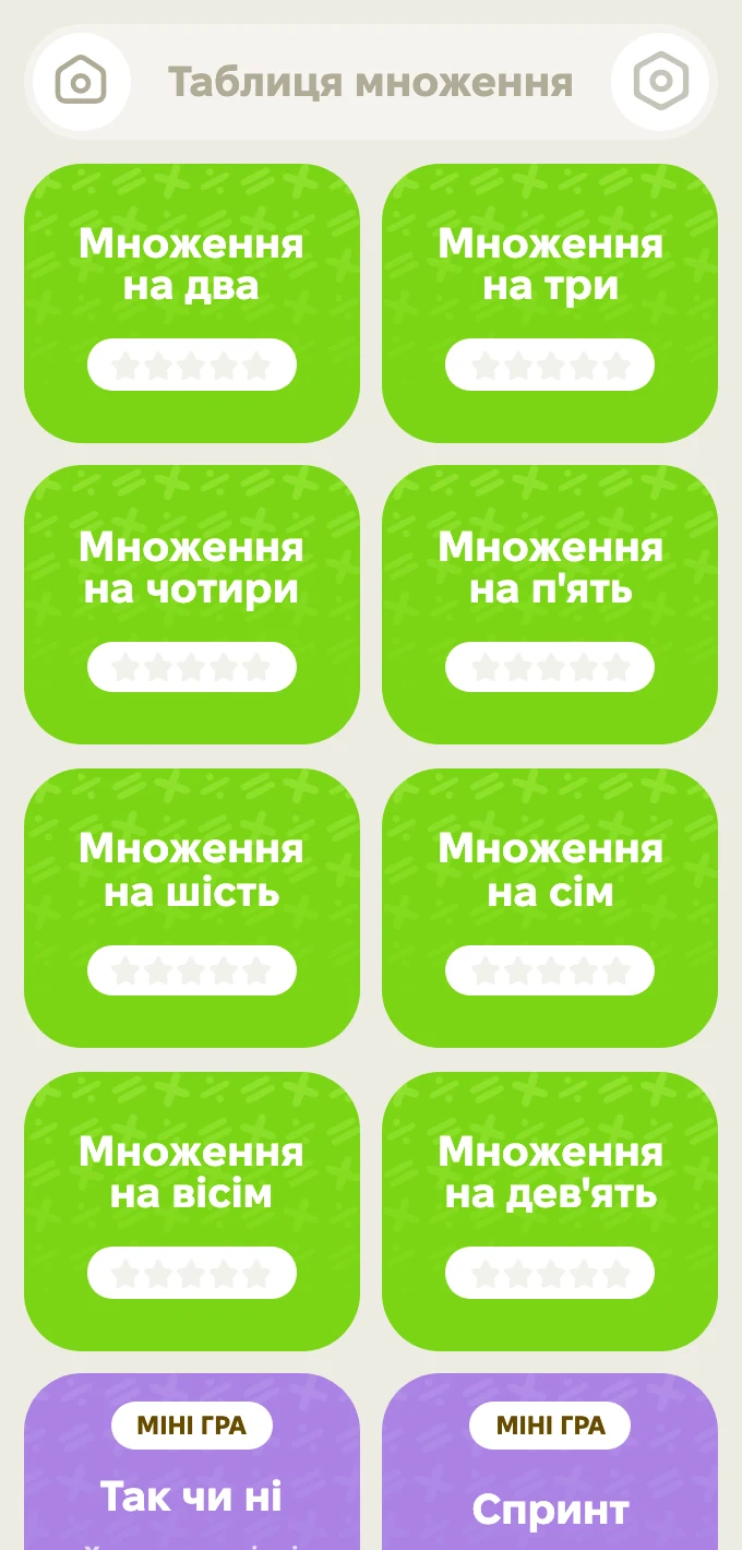 Таблиця множення — знімок екрана 1