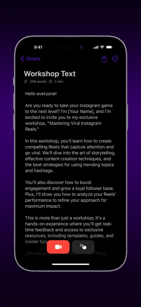 Teleprompter & Editor — знімок екрана 4