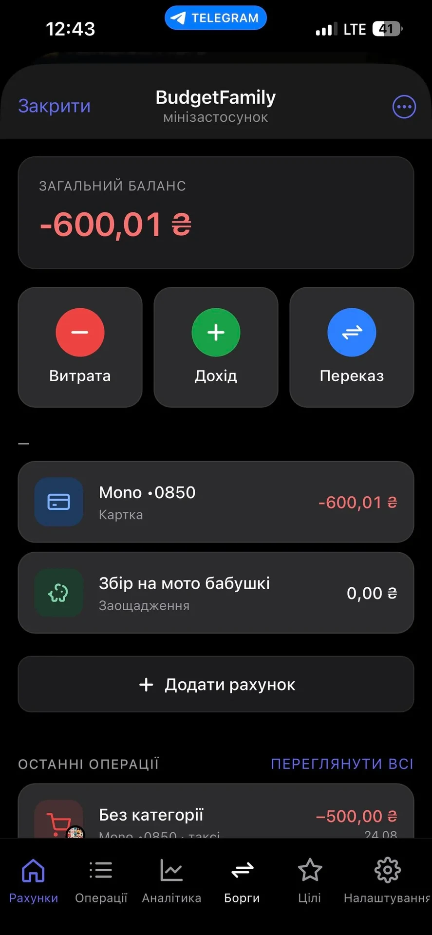 BudgetFamily — знімок екрана 1